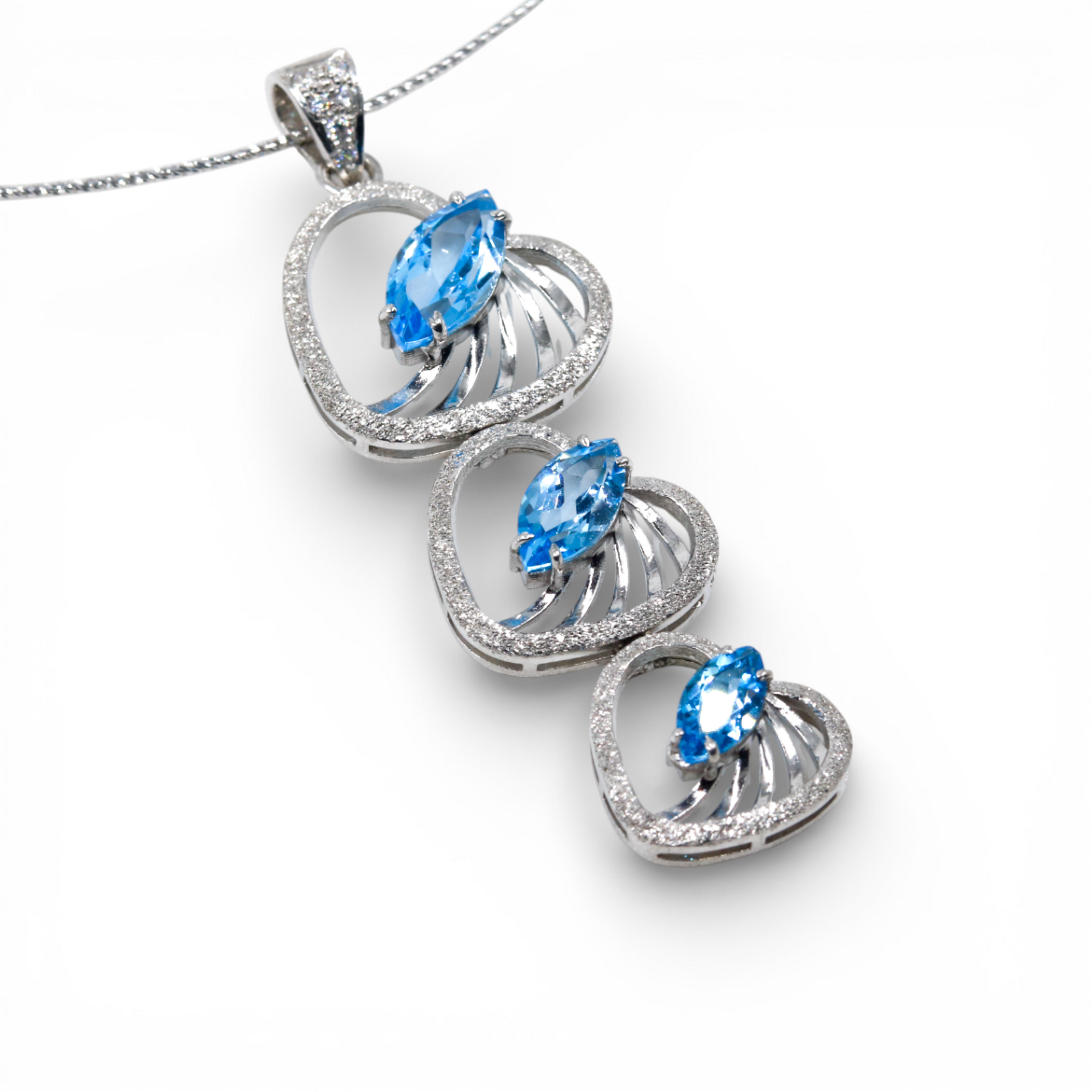 Heart Marquise Pendant | Swiss Blue Topaz
