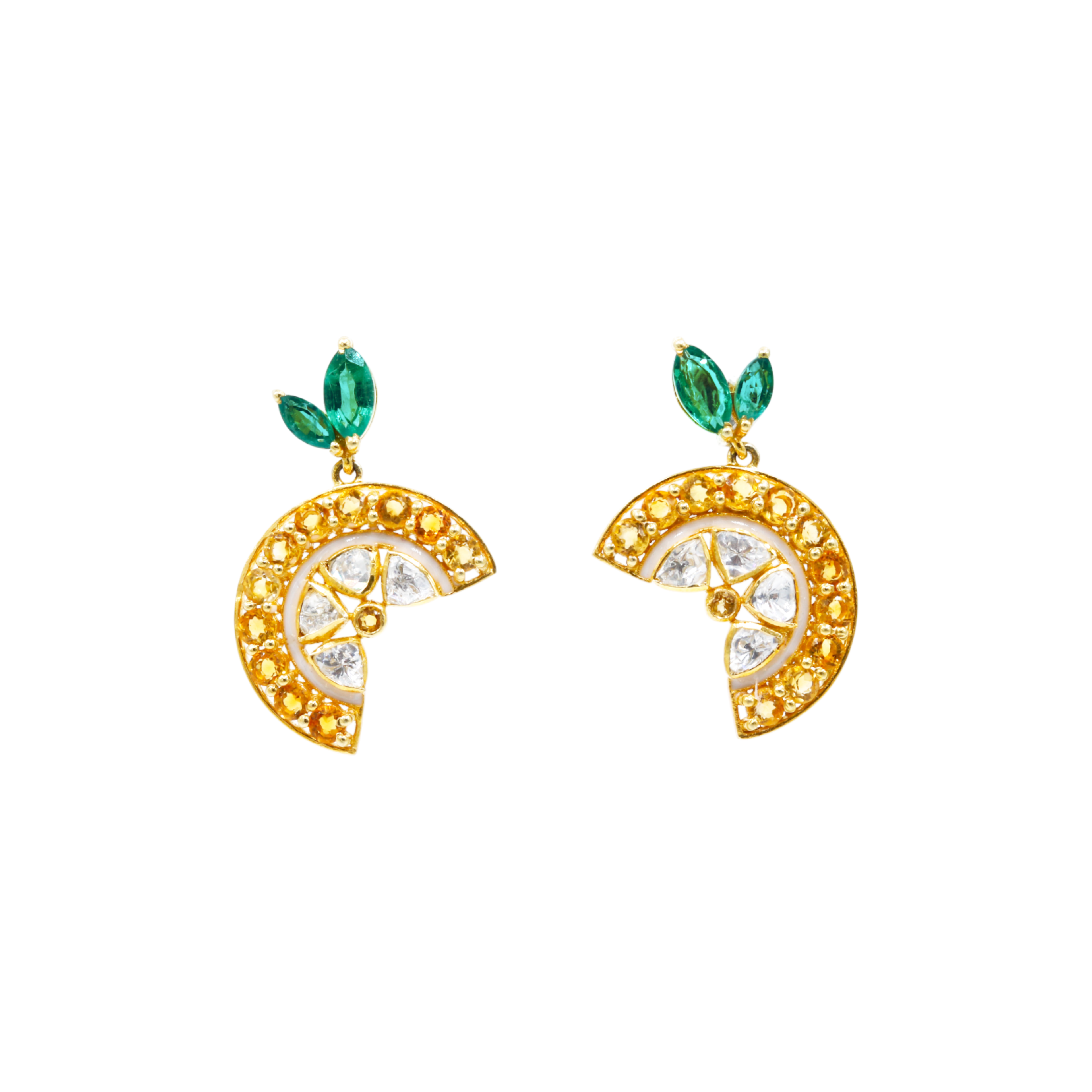 Lemon slice earring | Citrine