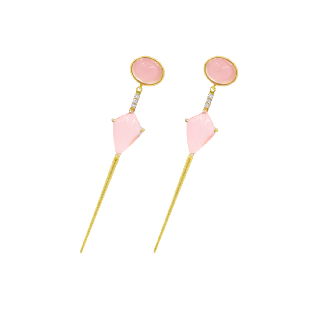 Rosé Line earring | Rose Quartz