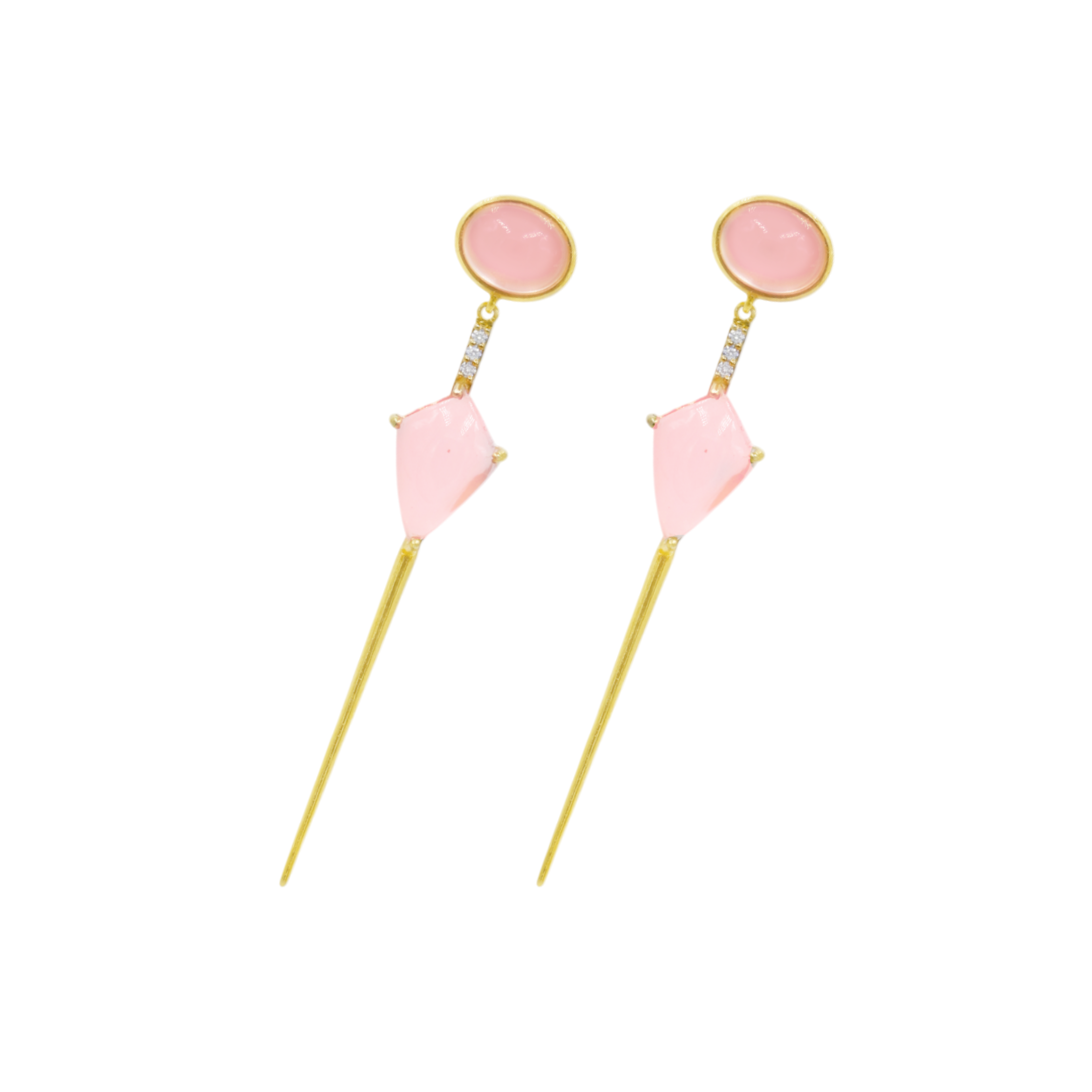 Rosé Line earring | Rose Quartz