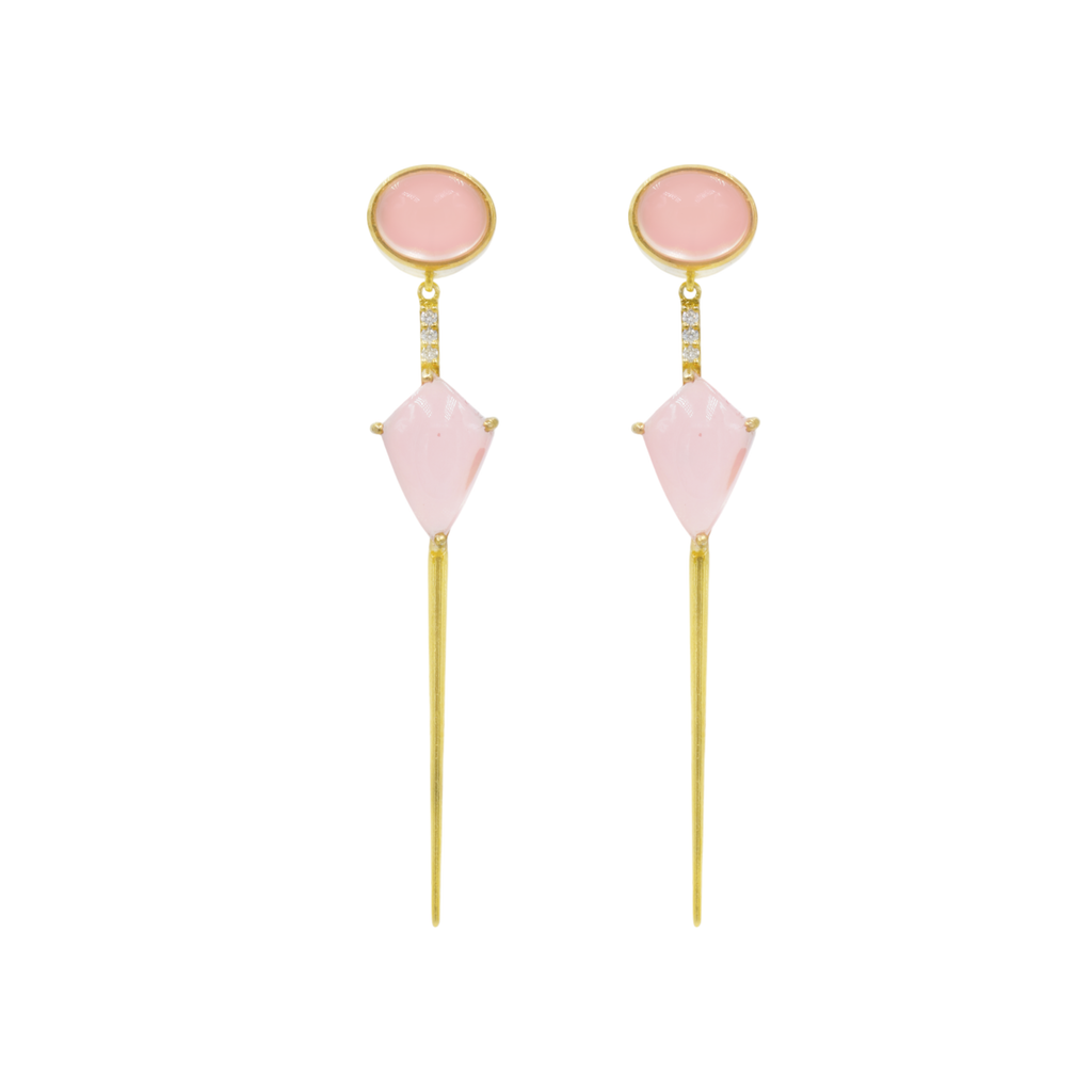 Rosé Line earring | Rose Quartz