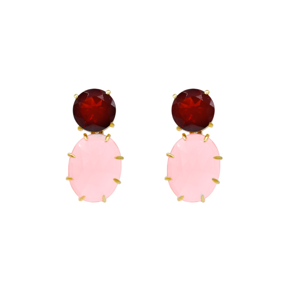Rose Clawed Earrings | Garnet | Rose Quartz