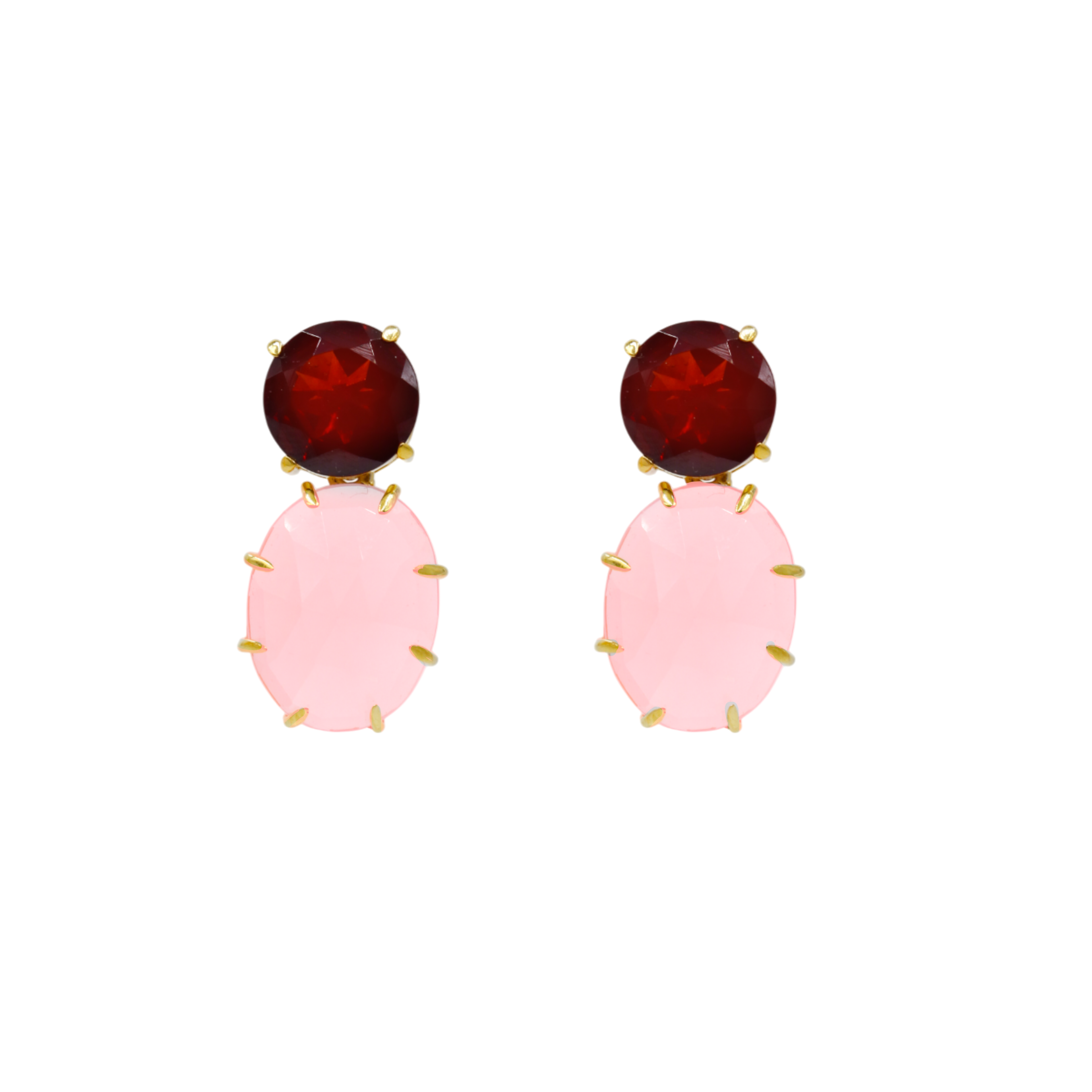Rose Clawed Earrings | Garnet | Rose Quartz