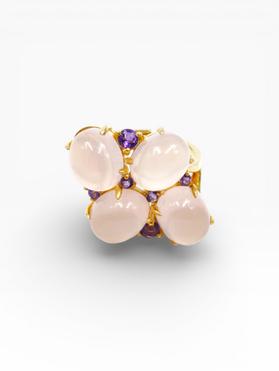 Rosé Bloom Ring | Rose Quartz | Amethyst