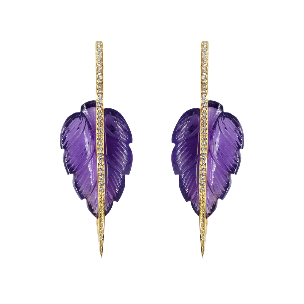 Leafy Affair Earrings | Carved Amethyst