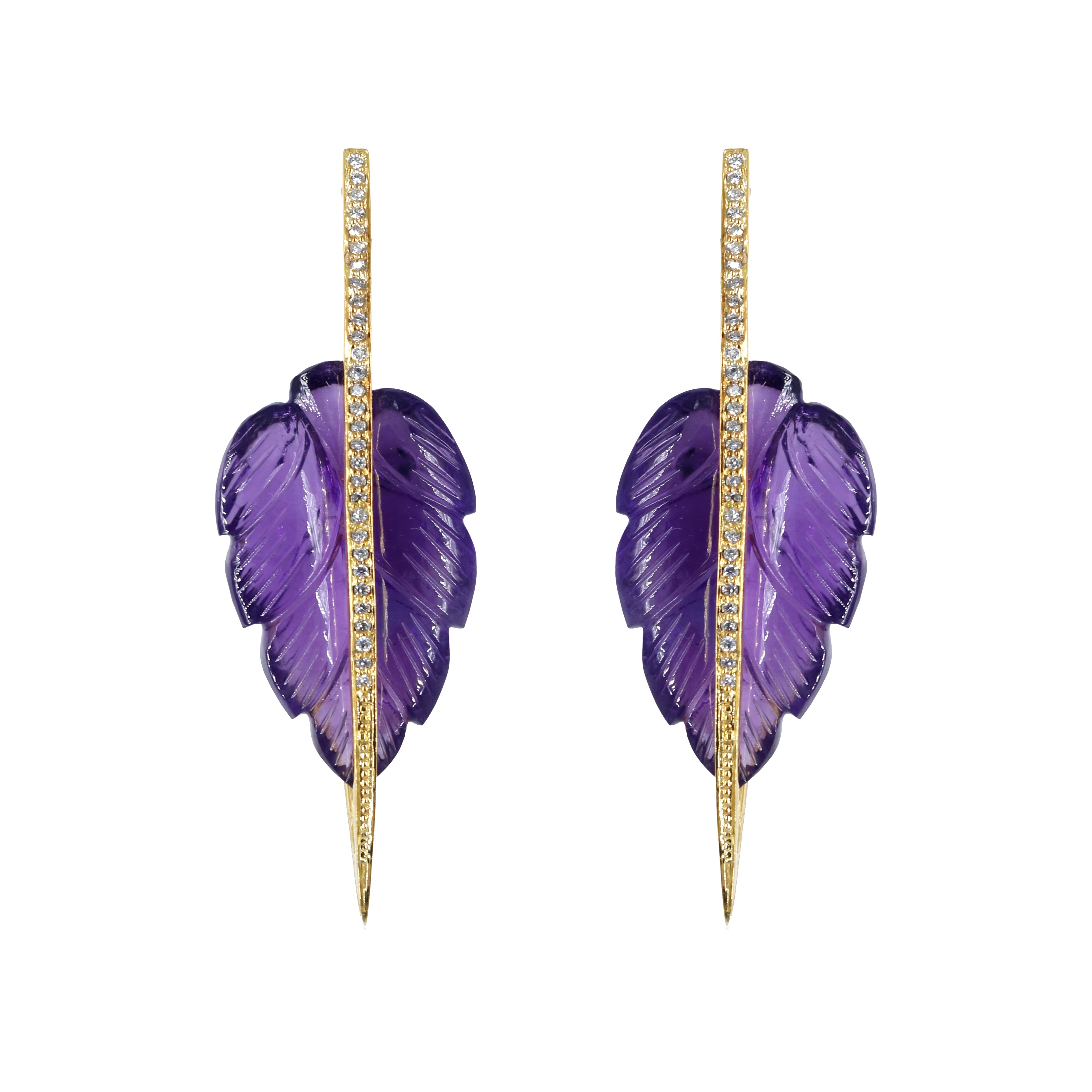 Leafy Affair Earrings | Carved Amethyst