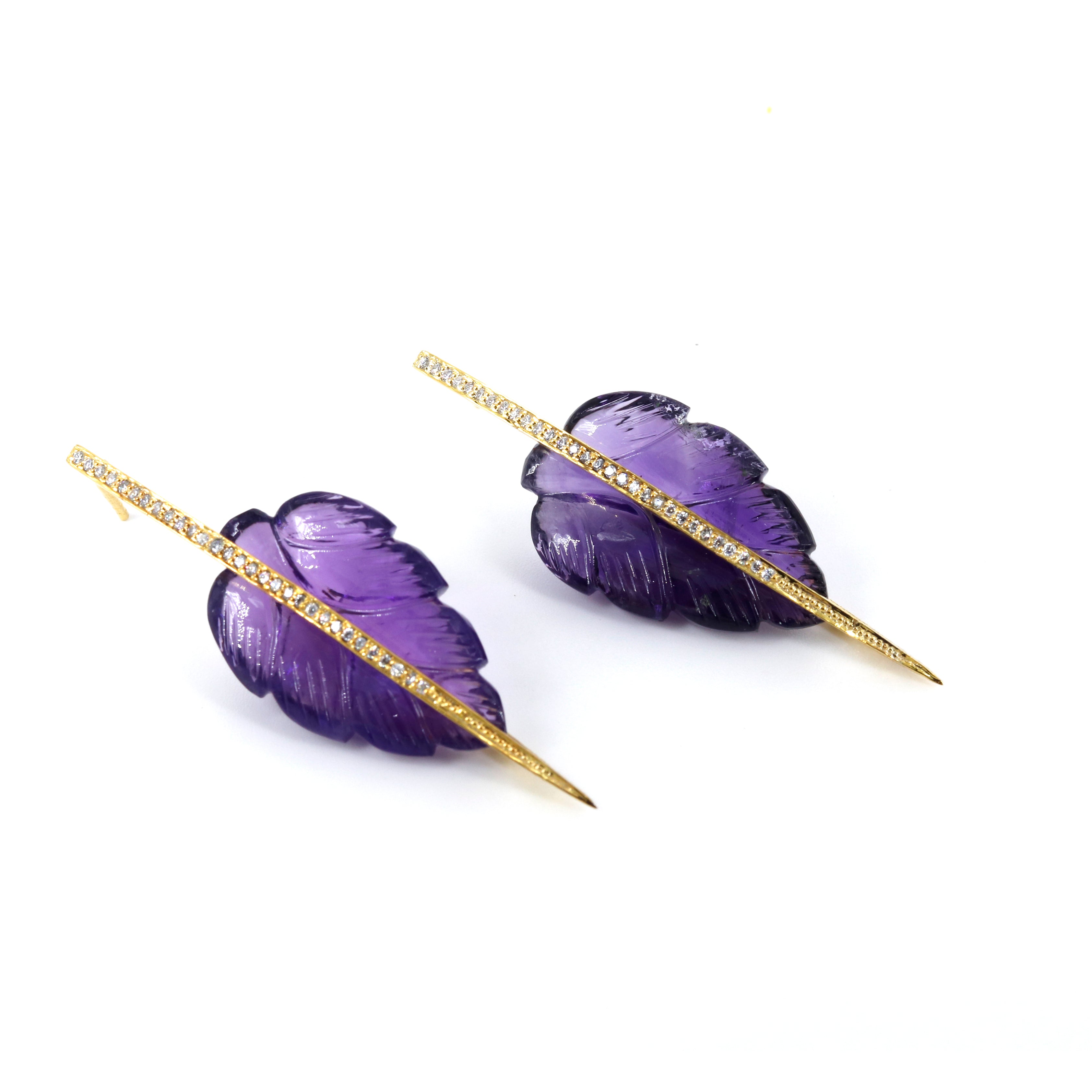 Leafy Affair Earrings | Carved Amethyst