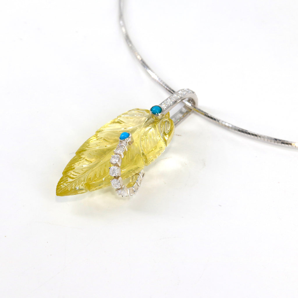 Loving Leaf Pendant | Amethyst | Lemon Quartz