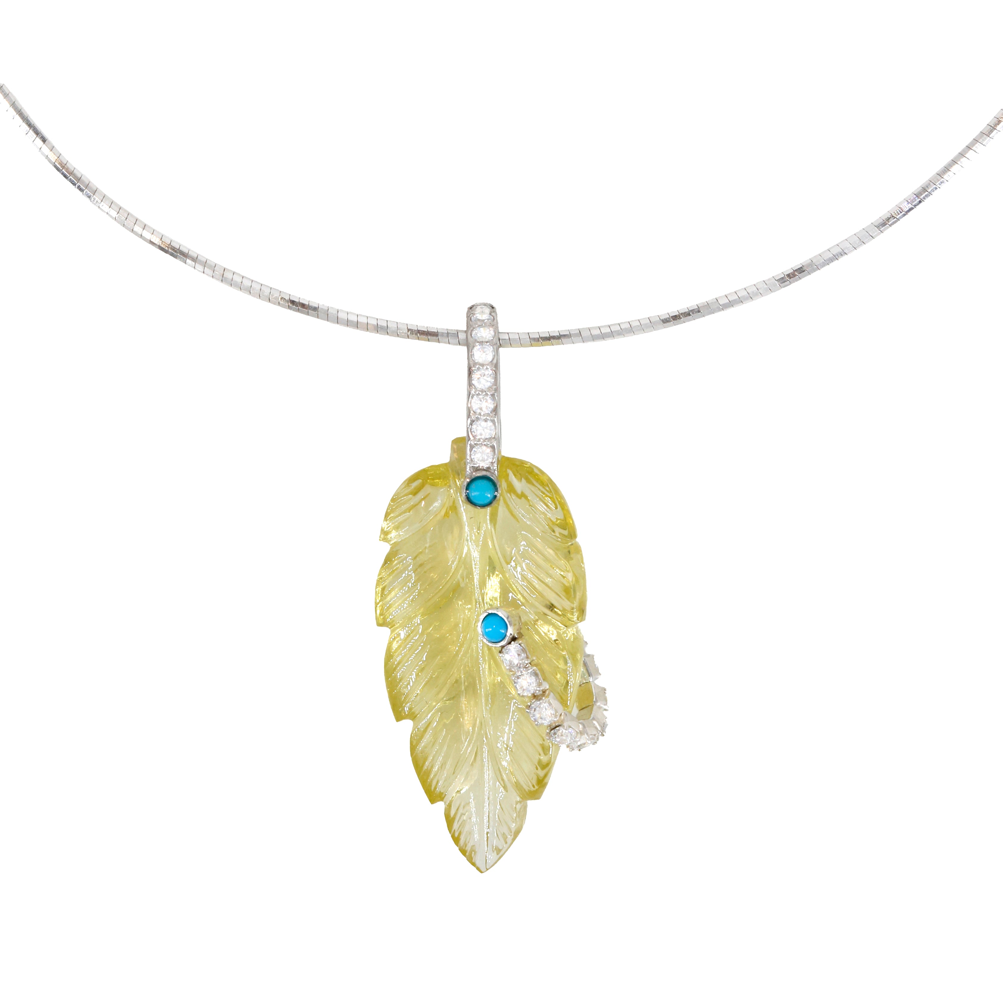 Loving Leaf Pendant | Amethyst | Lemon Quartz