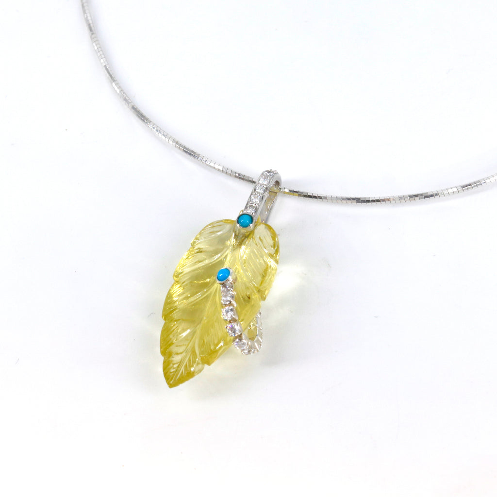 Loving Leaf Pendant | Amethyst | Lemon Quartz