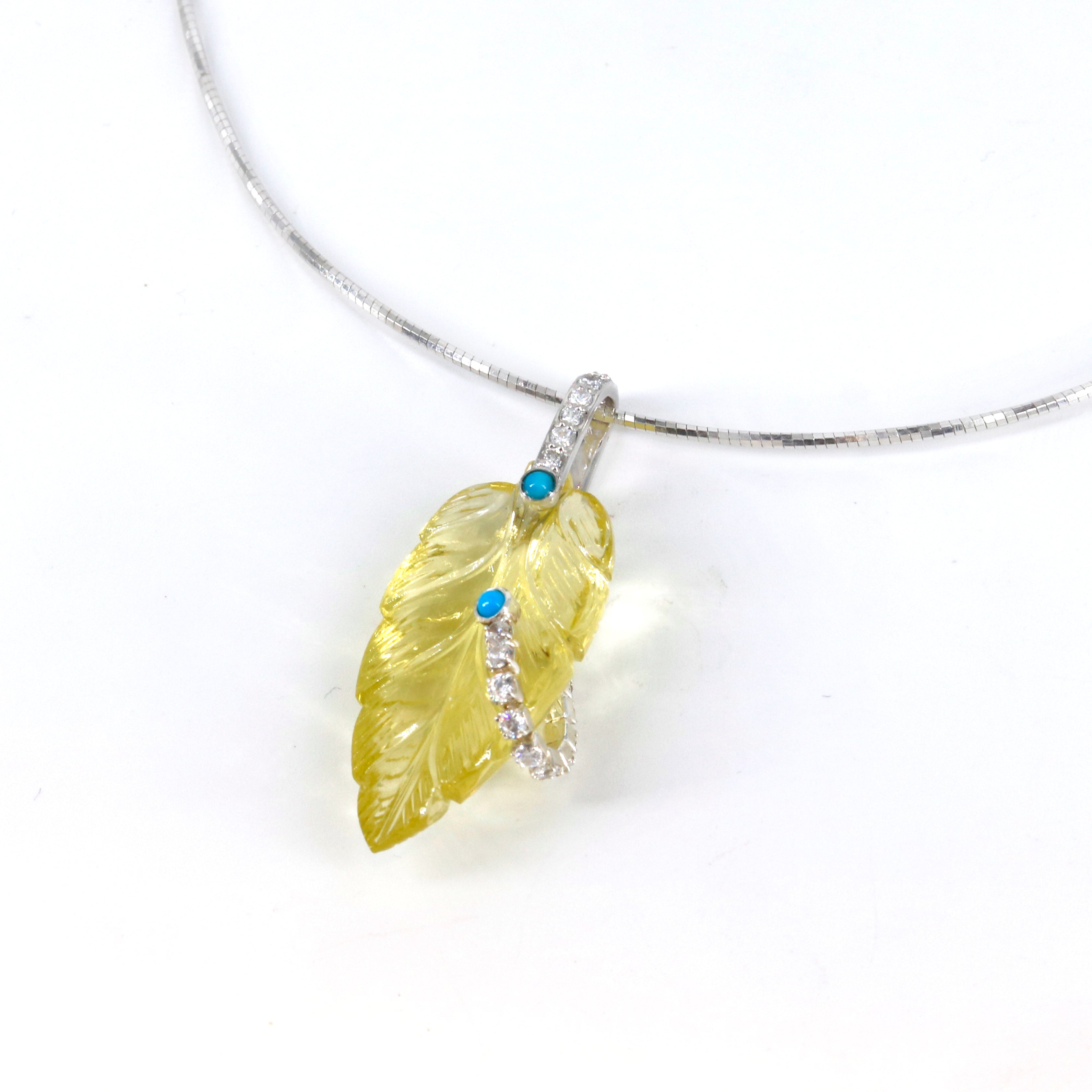 Loving Leaf Pendant | Amethyst | Lemon Quartz