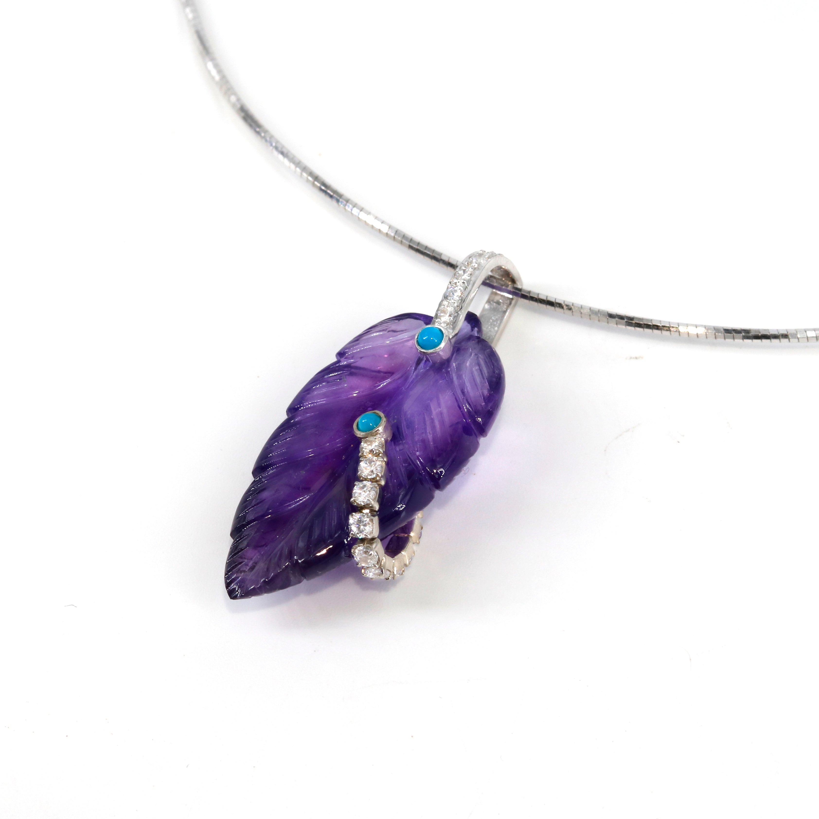 Loving Leaf Pendant | Amethyst | Lemon Quartz
