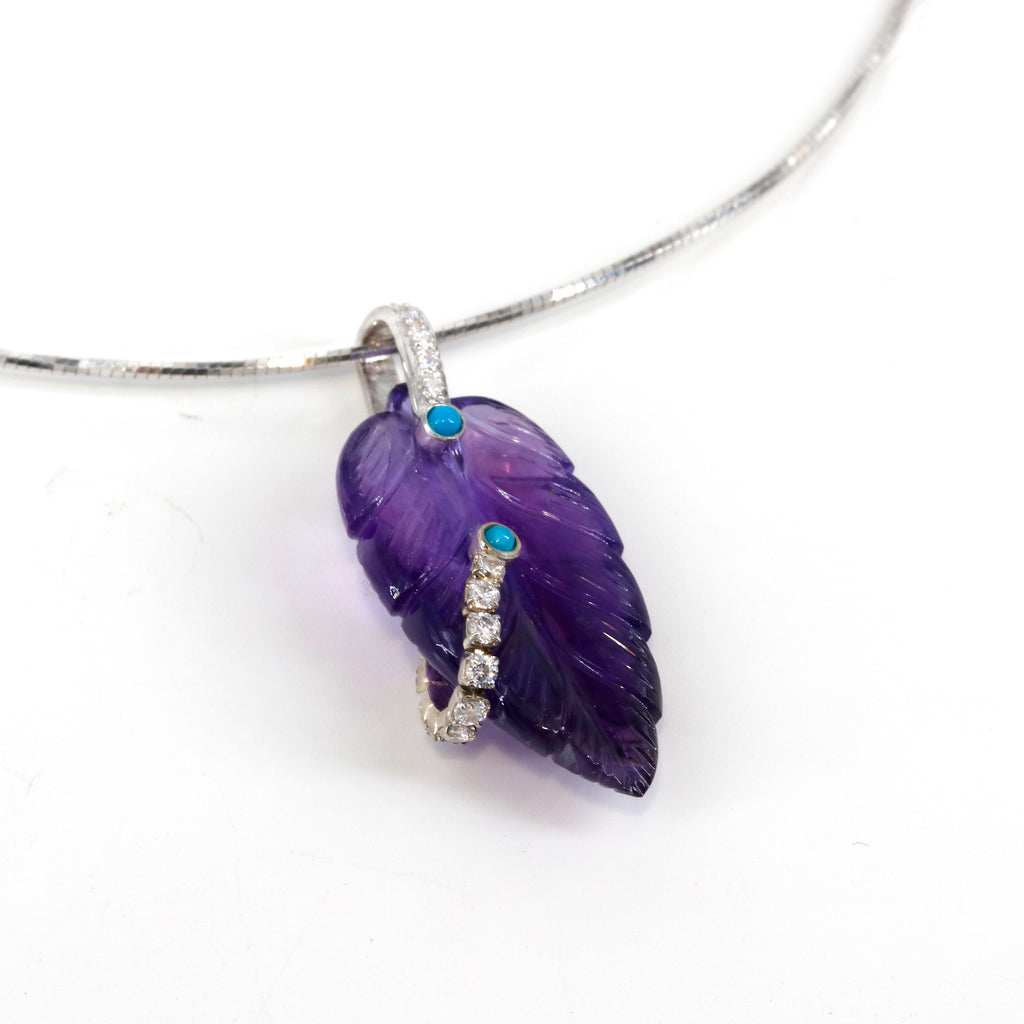 Loving Leaf Pendant | Amethyst | Lemon Quartz