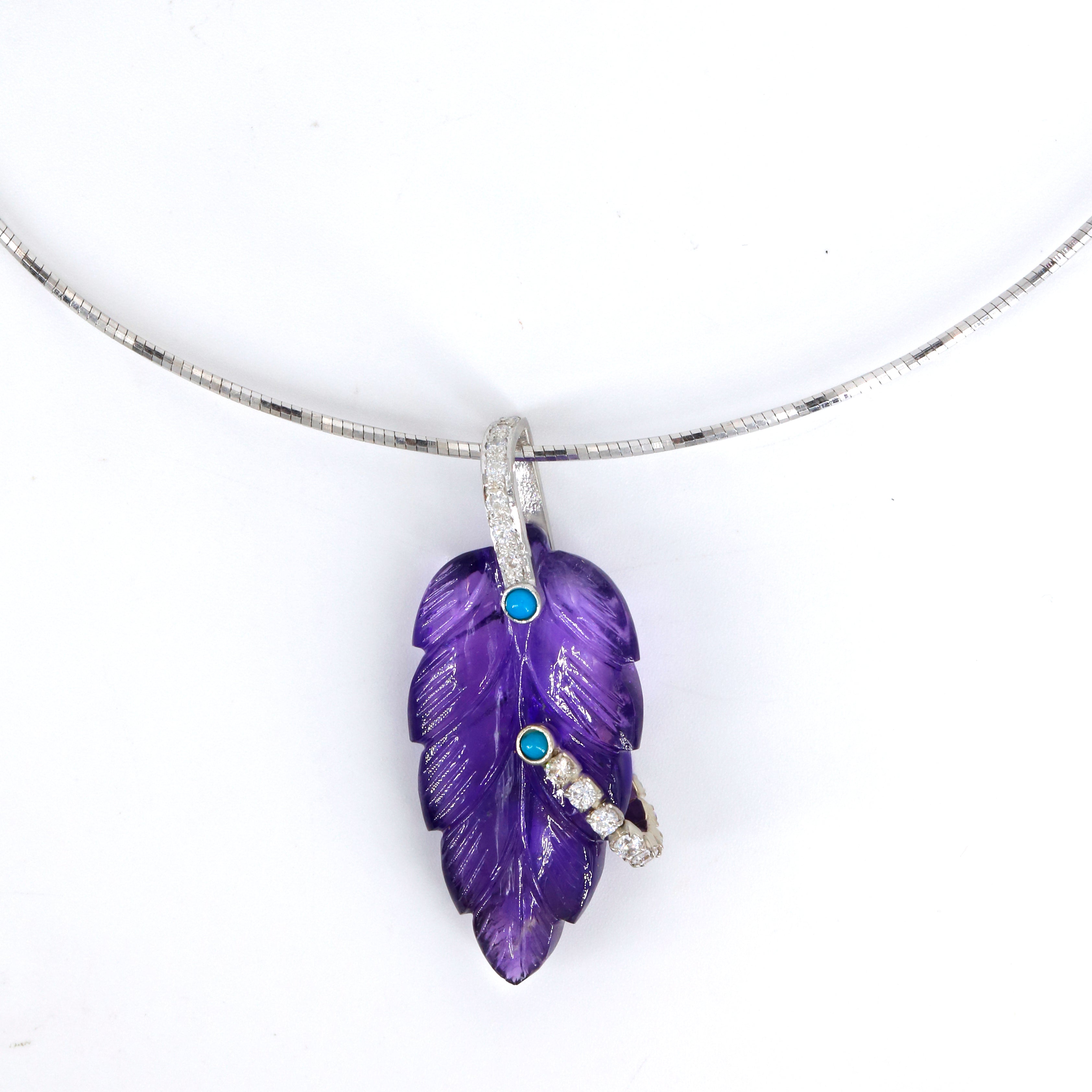 Loving Leaf Pendant | Amethyst | Lemon Quartz