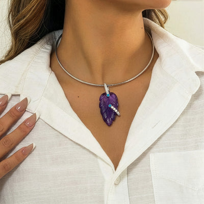 Loving Leaf Pendant | Amethyst | Lemon Quartz