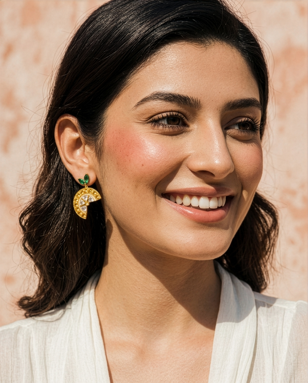 Lemon slice earring | Citrine