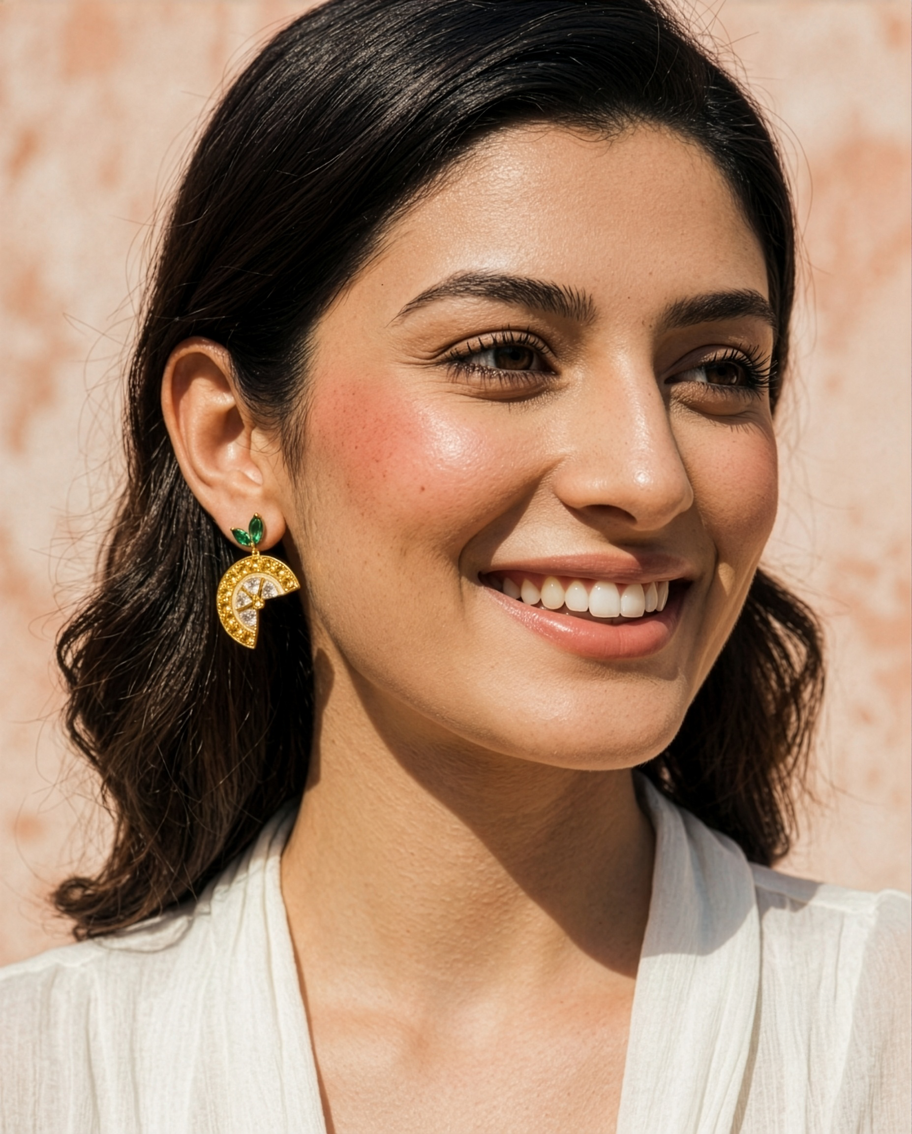 Lemon slice earring | Citrine