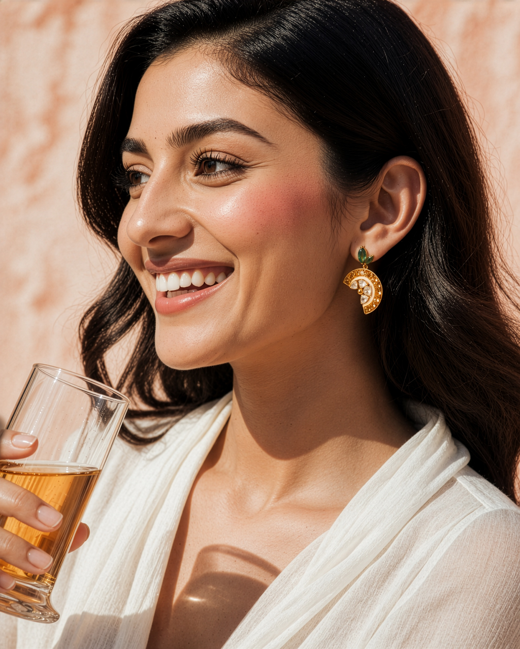 Lemon slice earring | Citrine