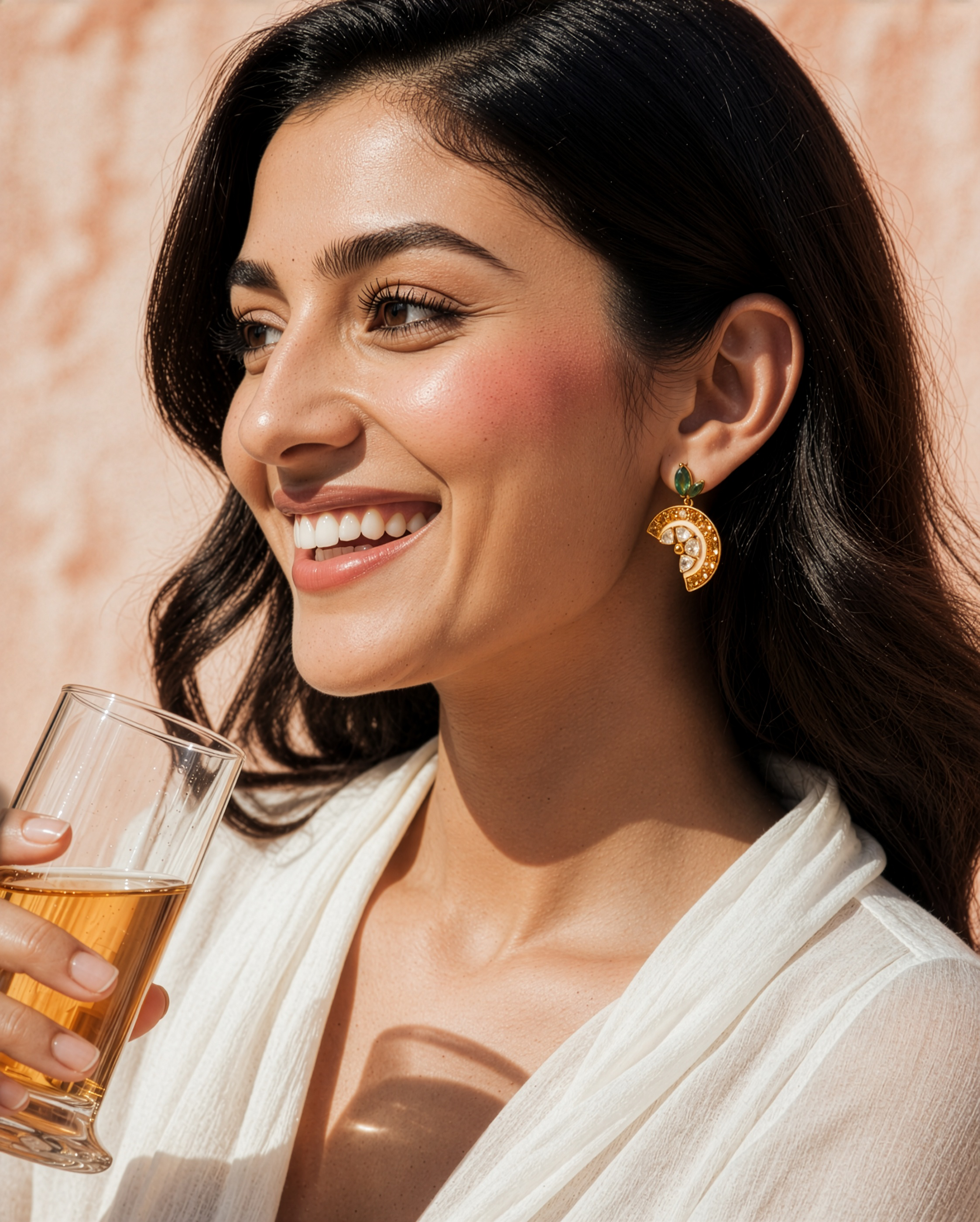 Lemon slice earring | Citrine